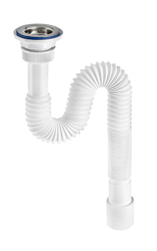 Сифон гофрированный "МИНИ Элит" с нерж чашкой Ø63 мм, стандарт L800 мм (1¼"- Ø40/50)