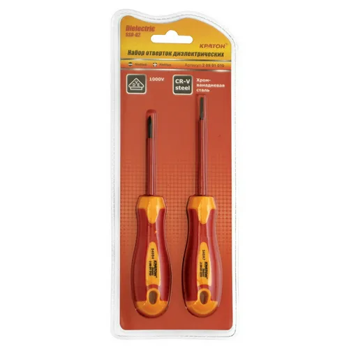 Набор отверток диэлектрических Кратон Dielectric SSD-02, 2 пр., блистер