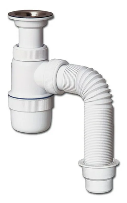 Сифон "Элит" с литым выпуском, нерж чашкой Ф70 мм, гибкой трубой 900 мм (1 1/2"-Ф40/50)