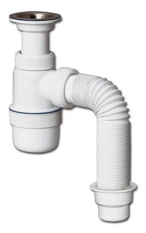 Сифон "Элит" с литым выпуском, нерж чашкой Ф70 мм, гибкой трубой 900 мм (1 1/2"-Ф40/50)