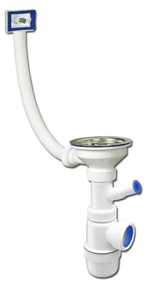 Сифон "Элит" с нерж чашкой Ф112 мм, отводом для стир машины, переливом (1 1/2"-Ф40)