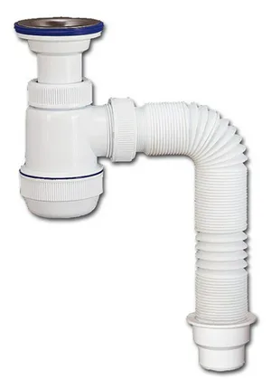 Сифон "МИНИ Элит" с литым выпуском, нерж чашкой Ф70 мм, гибкой трубой (1 1/2"-Ф40/50)