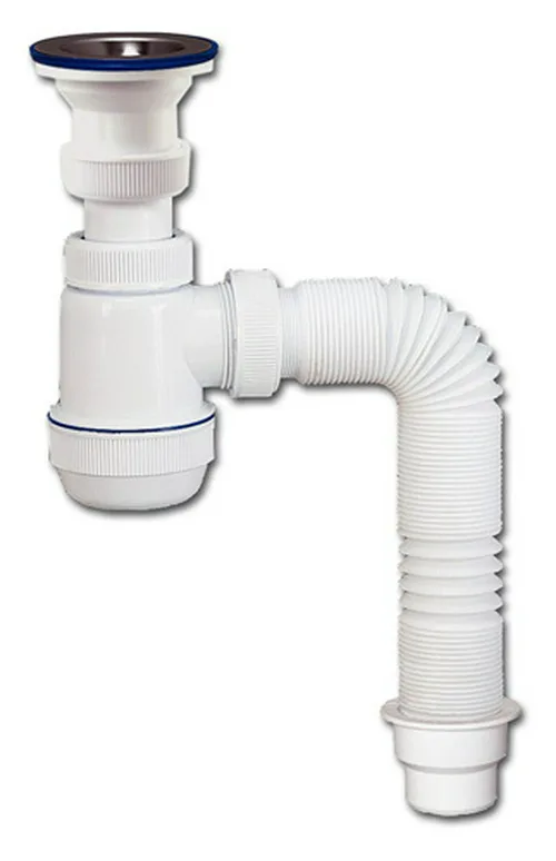 Сифон "МИНИ Элит" с нерж чашкой Ф70 мм, гибкой трубой (1 1/2"-Ф40/50)