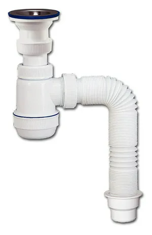 Сифон "МИНИ Элит" с нерж чашкой Ф70 мм, гибкой трубой (1 1/2"-Ф40/50)