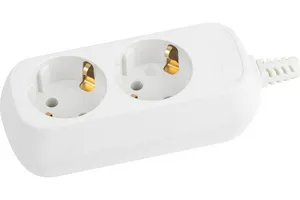 Колодка ЭРА KX-2e двойная, с зазeмлением, белая