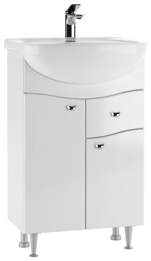 Тумба Уют 55 Волна с верхним ящиком + Раковина Уют 55  АЙСБЕРГ