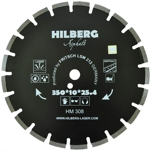 Диск алмазный отрезной 350*10*25,4/12мм Hilberg Asphalt Laser   (асфальт, песчанник)