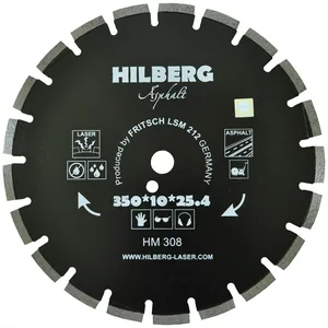Диск алмазный отрезной 350*10*25,4/12мм Hilberg Asphalt Laser   (асфальт, песчанник)