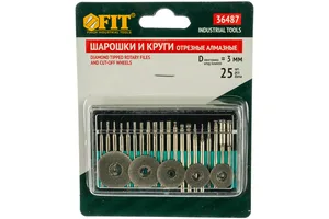 Набор шарошек и отрезных кругов FIT, с алмаз напылением, 25шт