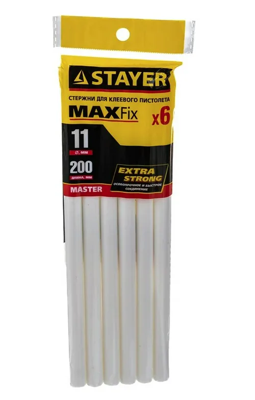 Стержни клеевые STAYER, белые, 11 х 200 мм, 6 шт./упак