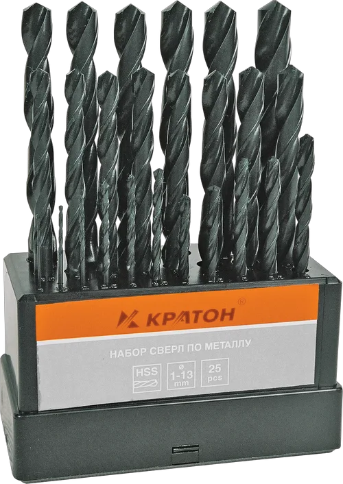 Набор сверл по металлу оксидированных Кратон Ø1-13 мм (25 шт)