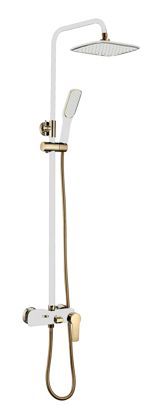 Гарнитур душевой I-TECH, DORADO, 1250 мм с верхней лейкой 280х180 мм, со смесителем для ванны, однорычажный, белый