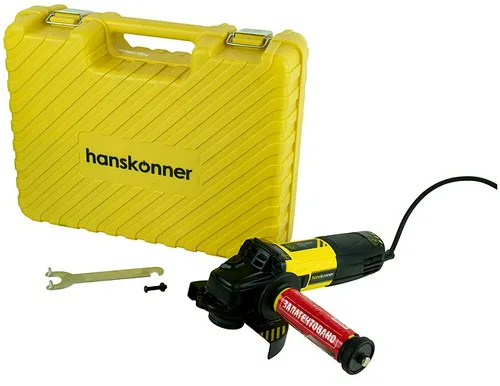Машина шлифовальная угловая Hanskonner HAG9012TES 125 мм,1100Вт,4000-10000, КЕЙС, к.эл.,черт mod T