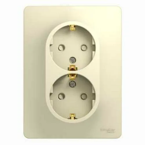 Розетка GLOSSA двойная, с/з, 16А, в сборе, БЕЖЕВЫЙ