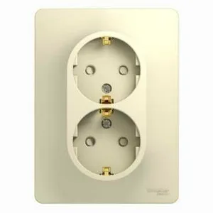 Розетка GLOSSA двойная, с/з, 16А, в сборе, БЕЖЕВЫЙ