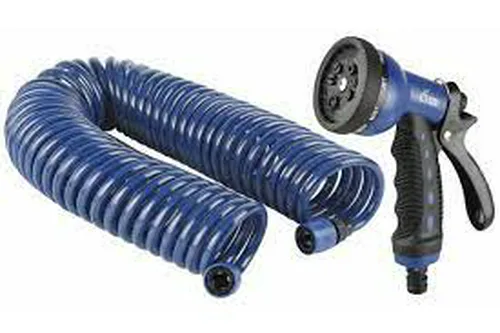 Шланг спиральный GREEN APPLE GWSM6-033 с коннекторами + пистолет-распылитель, 15мм х 9мм (3/8), 8 бар" (6/48)