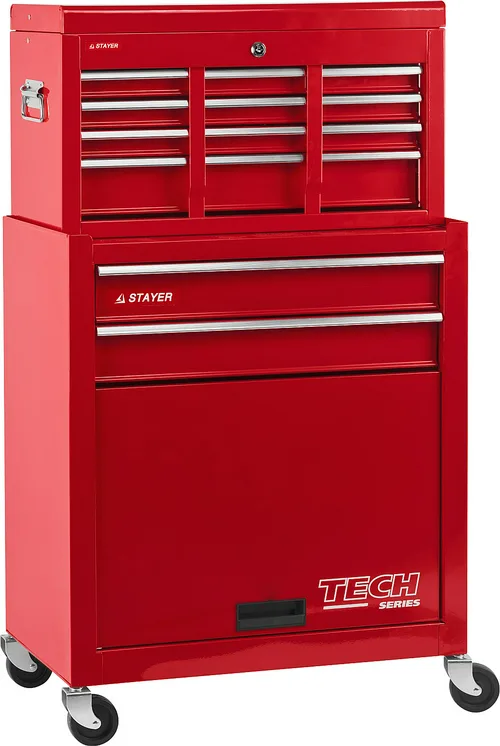 Тележка STAYER 616 х 330 х 742 мм, комбо с 2 полками + ящик с 7 полками
