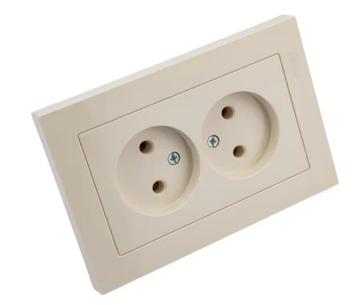 Розетка AtlasDesign двойная, б/з, 16А, в сборе, БЕЖЕВЫЙ, SE