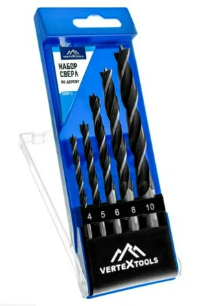 Набор сверл по дереву Vertex 4-10мм, 5шт