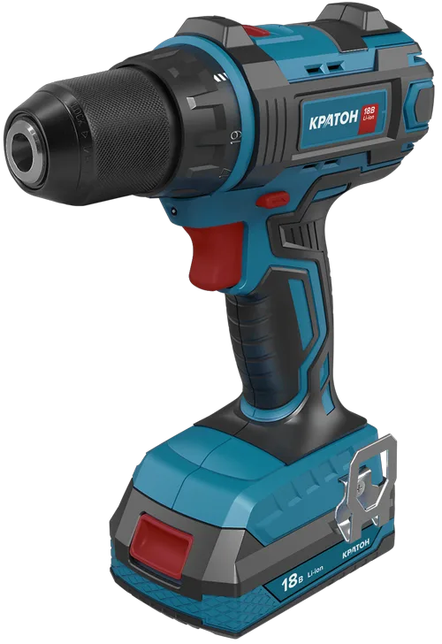 Дрель-шуруповерт аккумуляторная бесщеточная КРАТОН BCD18-OFA SET (АКБ 2,0А·ч; ЗУ + кейс)