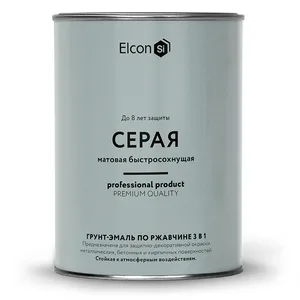 Грунт-эмаль Elcon по ржавчине серая матовая 0,8кг 