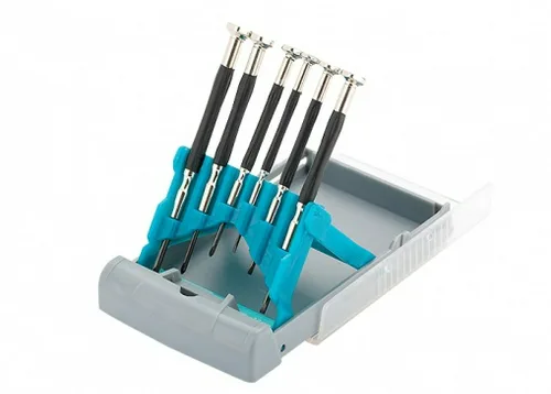 Набор отверток GROSS для точной механики, CrMo, метал.обрезин. рукоятки, бокс-трансформер, 6шт