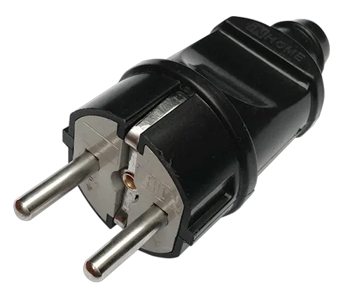 Вилка прямая с з/к 16А черная 4240 IN HOME