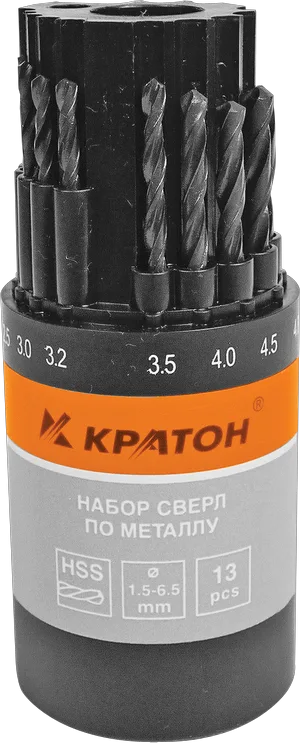 Набор сверл по металлу оксидированных Кратон Ø1,5-6,5 мм (13 шт)