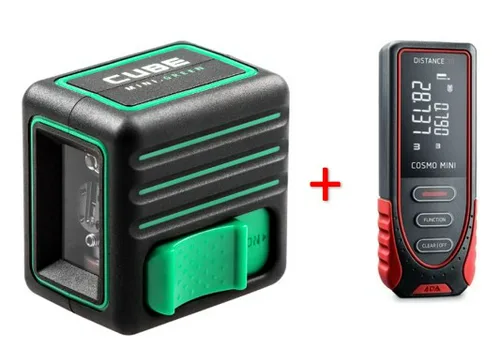 Комплект лазерный уровень ADA CUBE MINI GREEN Basic Edition + Дальномер лазерный ADA Cosmo MINI