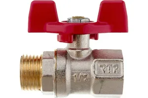 Кран шаровой RTP (ВР-НР) 1/2", ручка бабочка, PN25