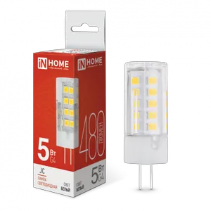Лампа светодиодная LED-JC 5Вт 12В G4 4000К 480Лм IN HOME