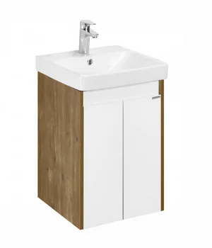 Тумба АКВАТОН Сканди Doors 45 Белый/Дуб Рустикальный + Раковина Адриана 45