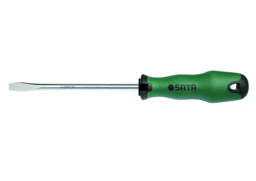 Отвертка Sata с обрезиненной ручкой шлицевая SL-8х200мм, S63417