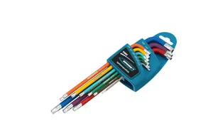 Набор ключей GROSS, имбусовых TORX-TT, 9 шт: T10-T50, магнит, S2, экстра-длин., хром/краска  9 шт