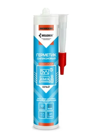 Герметик сил WELLCHEM, универсальный, белый, 280 мл.