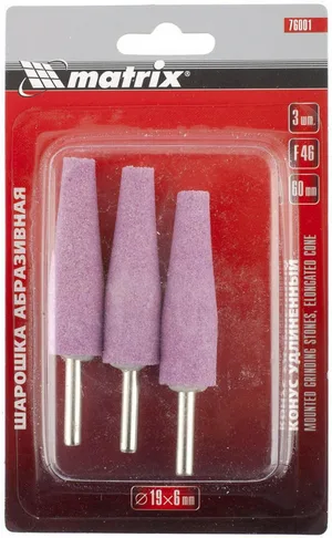 Шарошка абразивная MATRIX, конус удлин., 19x60x6, F46, 3шт.