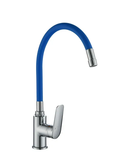 Смеситель для кухни I-TECH, GEMINI 40, однорычажный, с гибким изливом, синий, гайка