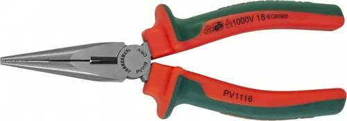 Длинногубцы Jonnesway диэлектрические, прямые с двухкомпонентными рукоятками, 160 мм