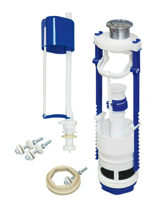 Арматура для бачка кнопочная, нижняя подводка, кнопка хром, Стандарт (АС-17.1М)