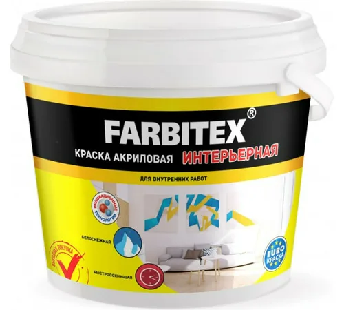 Краска ВД Farbitex, акриловая , интерьерная 6кг
