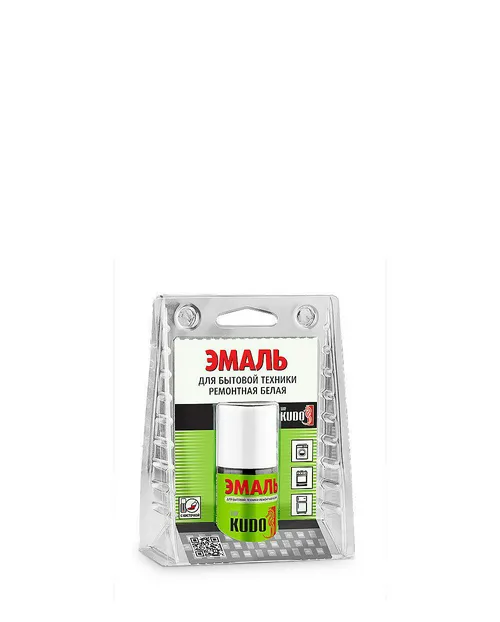 Эмаль KUDO для бытовой техники белая, с кисточкой15мл.