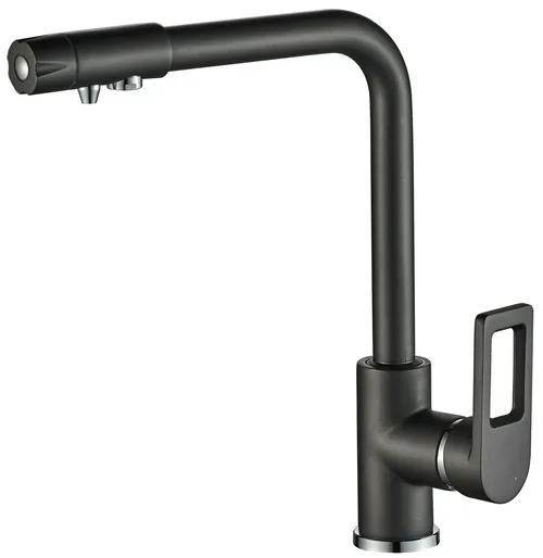 Смеситель для кухни I-TECH, NORMA 42, однорычажный, с подключением к фильтру, графит, гайка