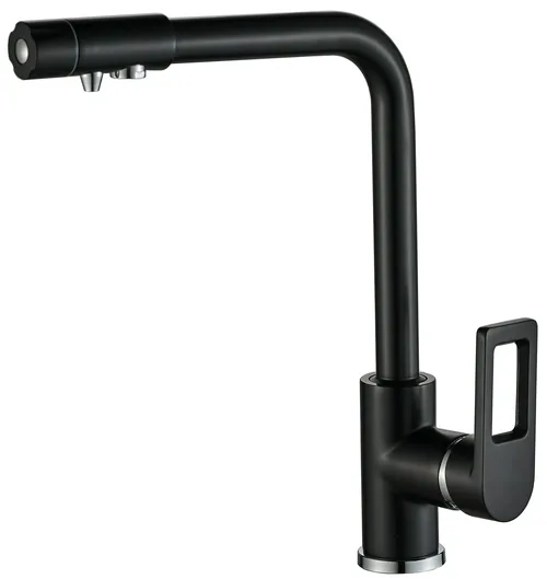 Смеситель для кухни I-TECH, NORMA 41, однорычажный, с подключением к фильтру, чёрный, гайка