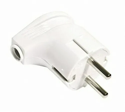 Вилка Универсал А105, 16А, 250В, угловая, бел., с заземл.