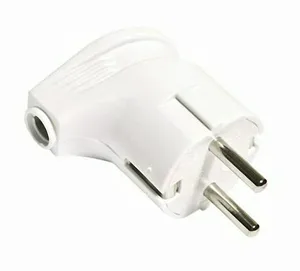 Вилка Универсал А105, 16А, 250В, угловая, бел., с заземл.