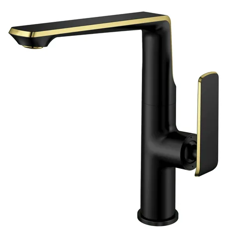 Смеситель для кухни I-TECH, ANDROMEDA 40, однорычажный, черный/золото, гайка