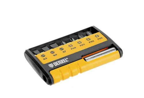 Набор бит Denzel с магнитным держателем, S2, 8 шт