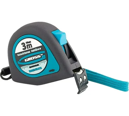 Рулетка GROSS, Ergonomisch, магнитный обрезиненный зацеп,3м x 16мм