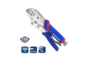 Клещи WORKPRO зажимные 250мм с изогнутыми губками CR-V