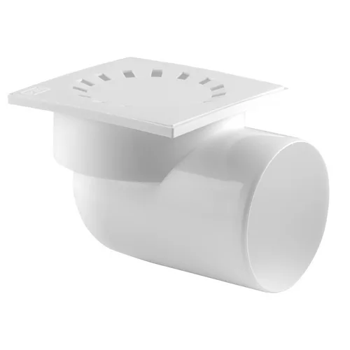 Трап горизональный с сухим затвором решетка пластиковая 150/150х110, белый,РТП